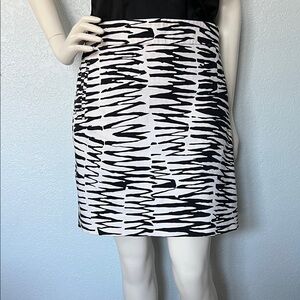 Banana Republic x Trina Turk Mini Skirt 14 Black White Print w/ Pockets
